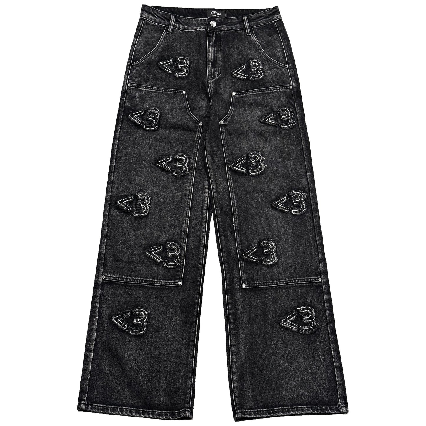 '<3' Double Knee Denim